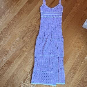 Lalavon Crochet Slit Dress Small